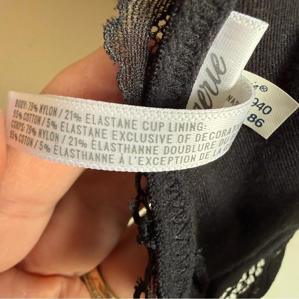 Aerie Black High Neck Lace Eyelet Racerback Bralette Small